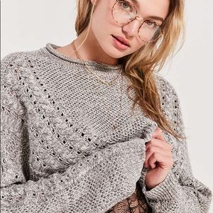 BDG Slouchy High/Low Cable Knit Sweater